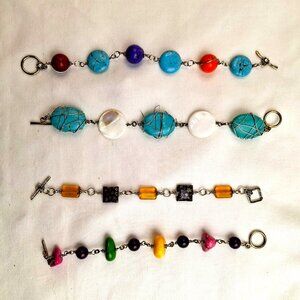 Set of Four Beaded Bracelets with Toggle Closures